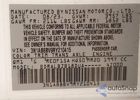 2024 Nissan Sentra S from USA, damaged, VIN 3N1AB8BV9RY210415